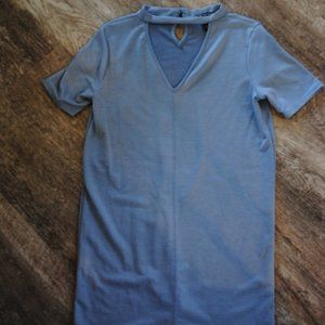 Light Blue V-Neck T-shirt Dress